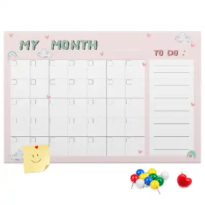 Printed Cork Memo Board Monthly planner for kids
