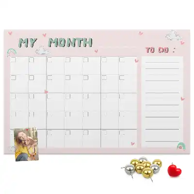 Printed Cork Monthly Planner Memo Board for Kids
