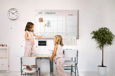 Printed Cork Memo Board Monthly planner for kids