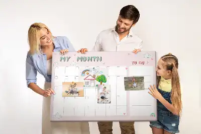 Printed Cork Memo Board Monthly planner for kids