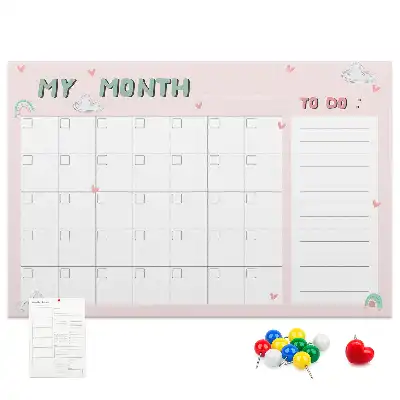 Printed Cork Memo Board Monthly planner for kids