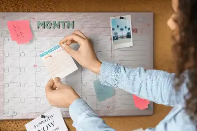Printed Cork Memo Board Monthly planner for kids