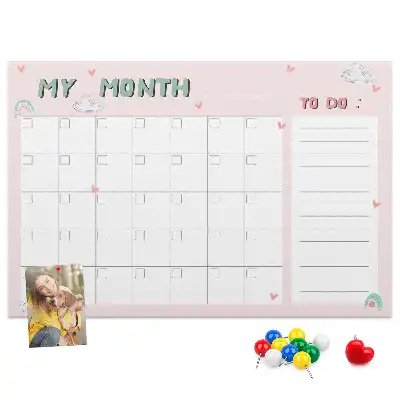 Printed Cork Memo Board Monthly planner for kids