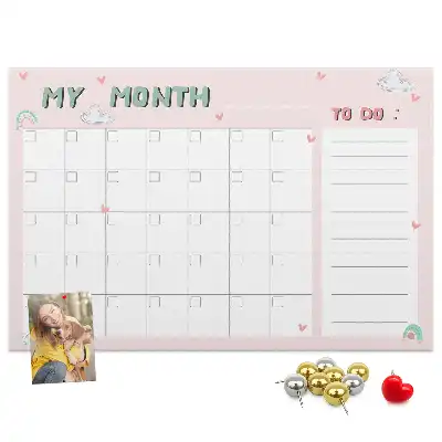 Printed Cork Memo Board Monthly planner for kids