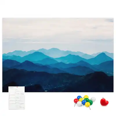 Printed Cork Board Watercolor mountains