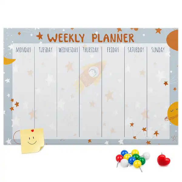 Printed Cork Memo Board Weekly planner