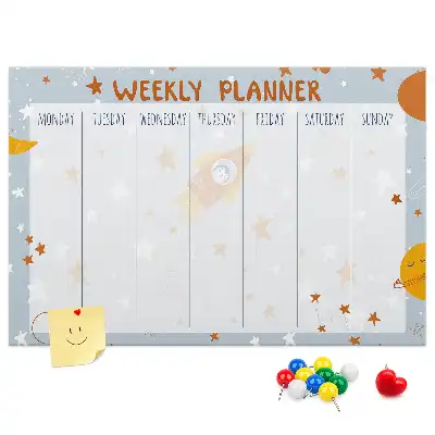 Printed Cork Memo Board Weekly planner