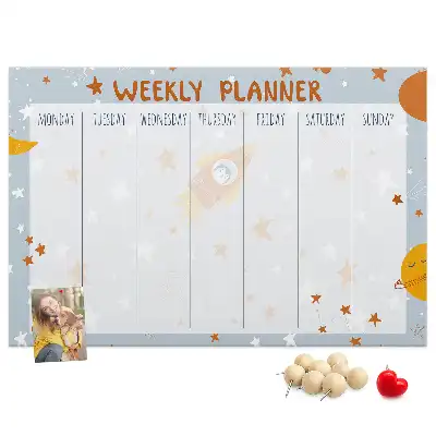 Printed Cork Memo Board Weekly planner