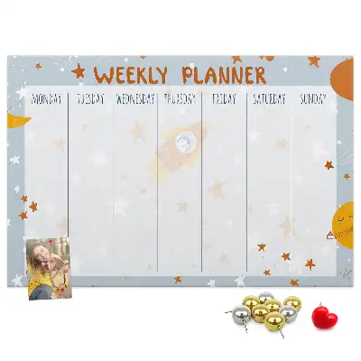 Printed Cork Memo Board Weekly planner
