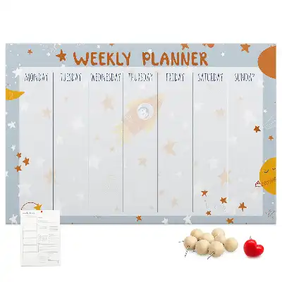 Printed Cork Memo Board Weekly planner
