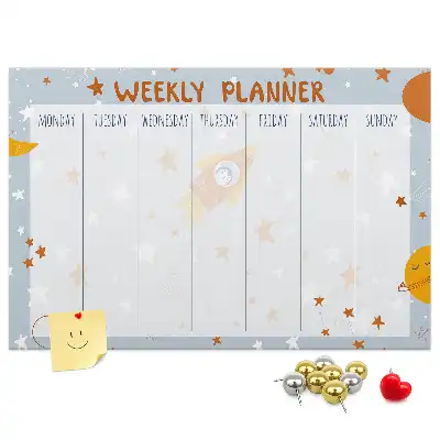 Printed Cork Memo Board Weekly planner