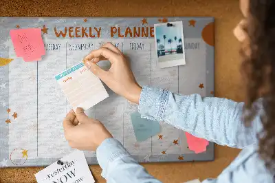 Printed Cork Weekly Planner Memo Board