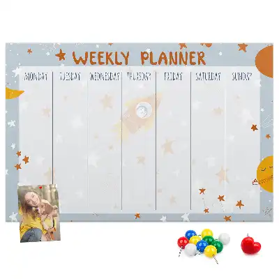 Printed Cork Memo Board Weekly planner