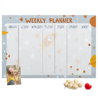 Printed Cork Weekly Planner Memo Board