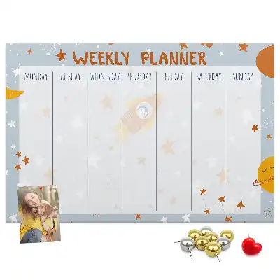 Printed Cork Memo Board Weekly planner
