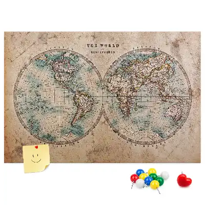Printed Cork Board World globe map
