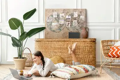 Printed Cork Board World globe map