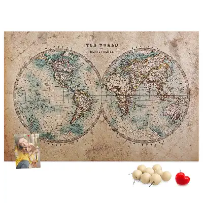 Printed Cork Board World globe map