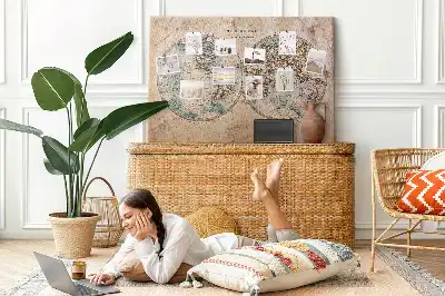 Printed Cork Board World globe map