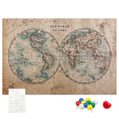 Printed Cork Board World globe map