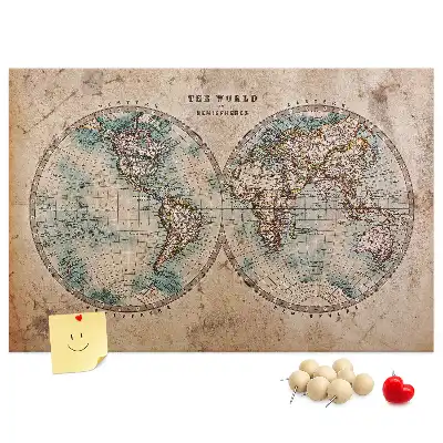 Printed Cork Board World globe map