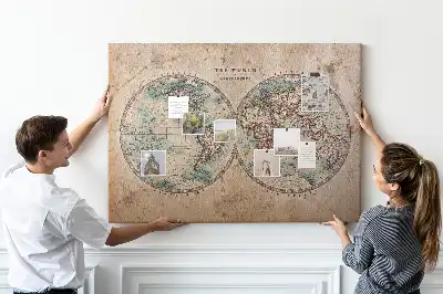 Printed Cork Board World globe map