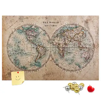 Printed Cork Board World globe map