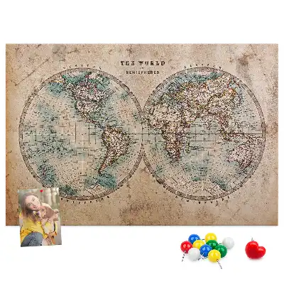 Printed Cork Board World globe map