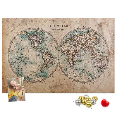 Printed Cork Board World globe map