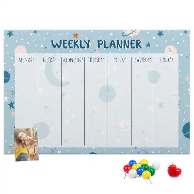 Printed Cork Memo Board Weekly Planner