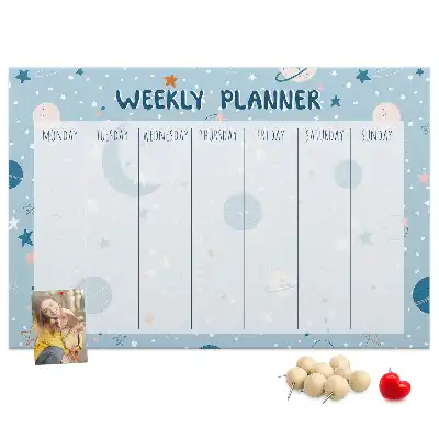 Printed Cork Memo Board Weekly Planner