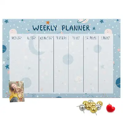 Printed Cork Memo Board Weekly Planner