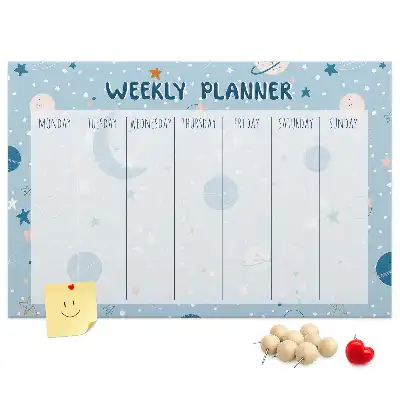Printed Cork Memo Board Weekly Planner