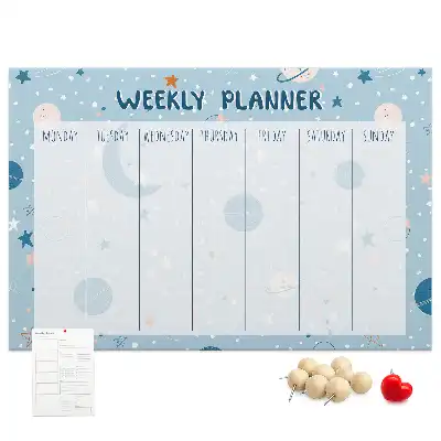 Printed Cork Memo Board Weekly Planner