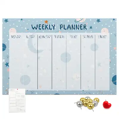 Printed Cork Memo Board Weekly Planner