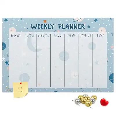 Printed Cork Memo Board Weekly Planner