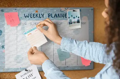 Printed Cork Memo Board Weekly Planner