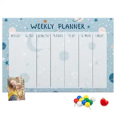 Printed Cork Memo Board Weekly Planner