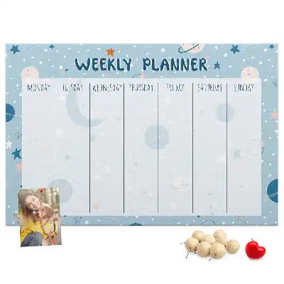 Printed Cork Memo Board Weekly Planner