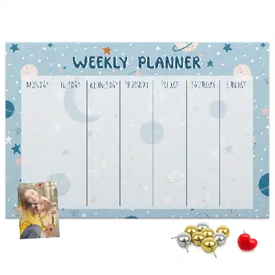 Printed Cork Memo Board Weekly Planner