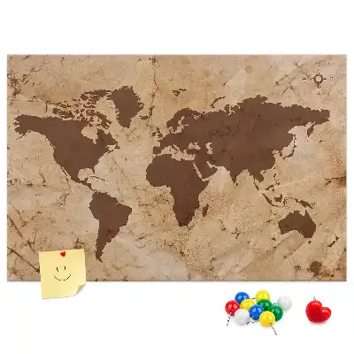Vintage World Map Cork Memo Board
