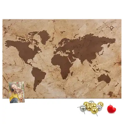 Cork memo board Vintage world map