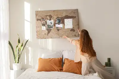 Cork memo board Vintage world map