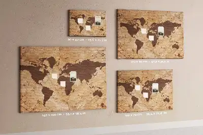 Cork memo board Vintage world map