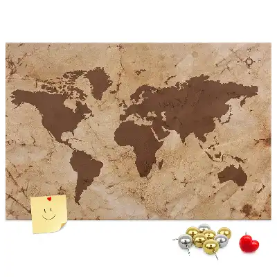 Vintage World Map Cork Memo Board