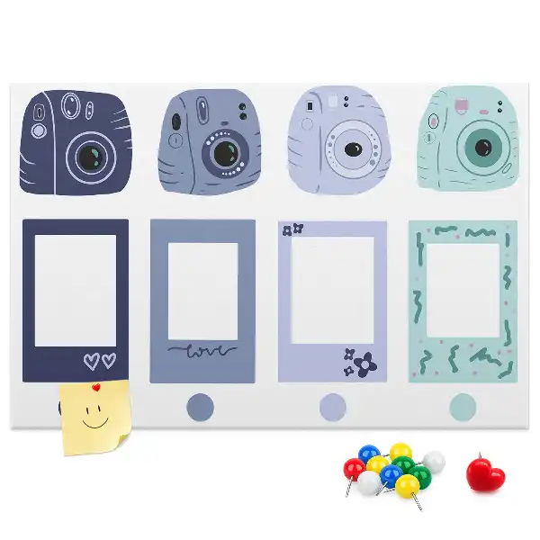 Cork memo board with Polaroid frames