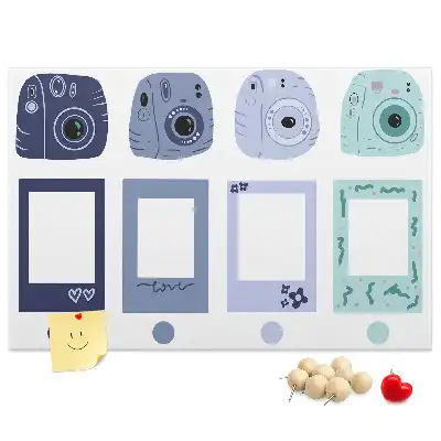 Cork memo board with Polaroid frames