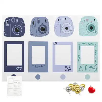 Cork memo board with Polaroid frames