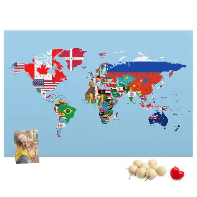 Printed Cork Board Flag map