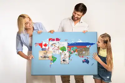 Printed Cork Board Flag map